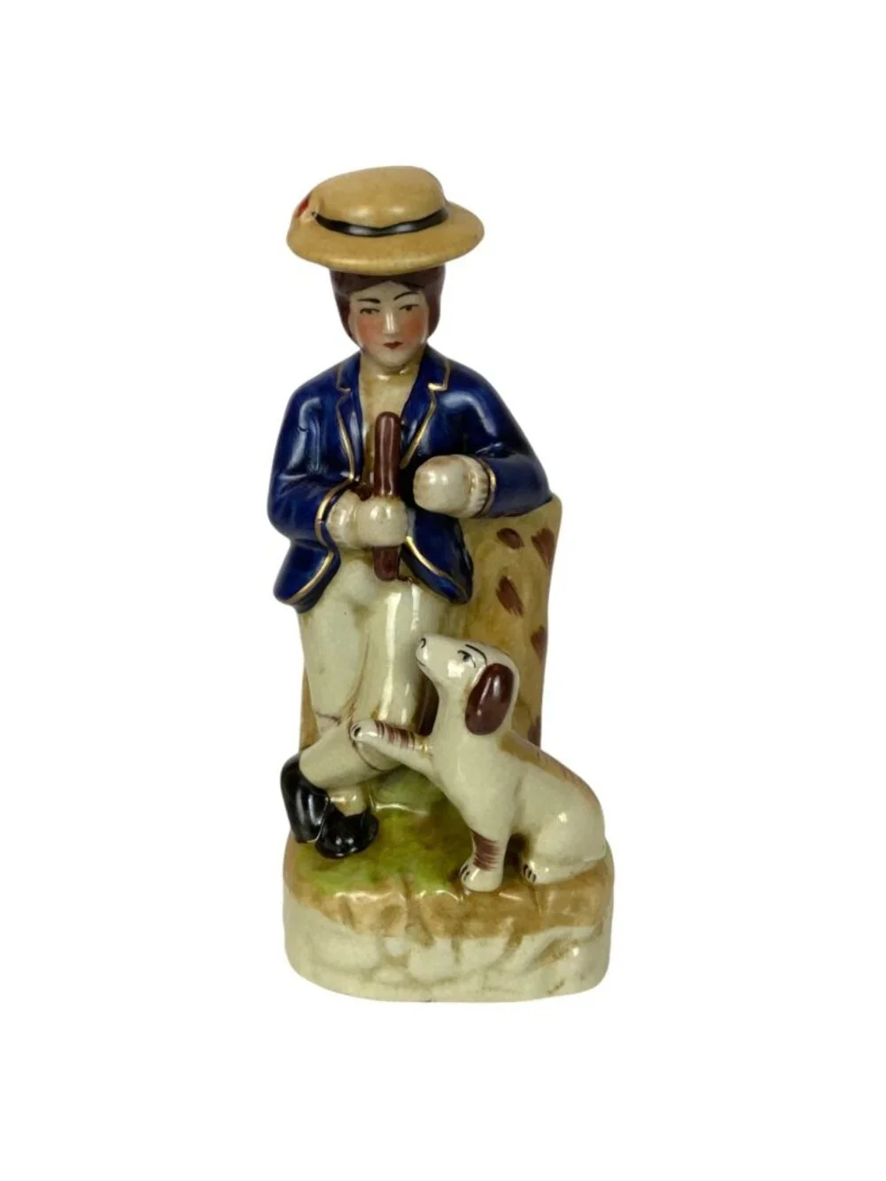 Vintage English Staffordshire Sailor and Dog Ceramic Figurine